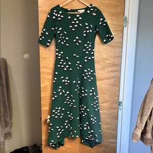 Boden Green Floral Long Sleeve Dress